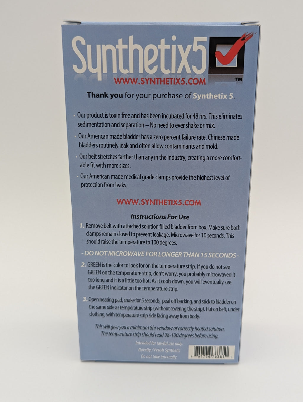 Synthetix5 - 3oz Fetish Urine Belt Kit back